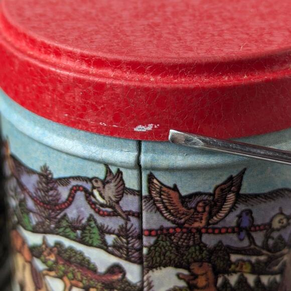 Vtg Miniature Christmas Tins Forest Animals Tree 2" Holiday Container Gift Box - Picture 12 of 12